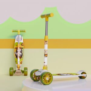 Lifelong Scooter for Kids 3+ Years – Foldable Kids Scooter with PVC Wheels & Adjustable Height – Kick Scooter Capacity 50kg 3+ Year Old boy & Girl – Skate Scooter (LLKS16) White & Green