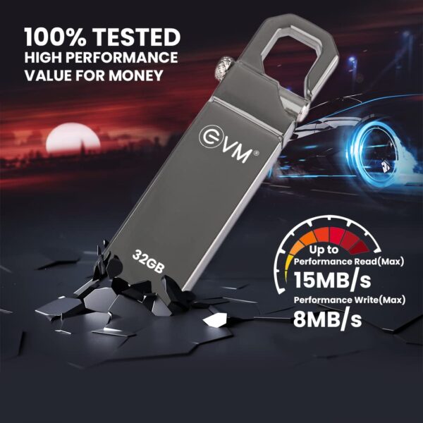 EVM EnStore 32GB Metal USB 2.0 Flash Drive - High Read Speeds up to 15MB/s & Write Speeds up to 8MB/s - Durable Metal Casing - Ideal for Data Transfer & Storage - (EVMPD/32GB) - Image 4