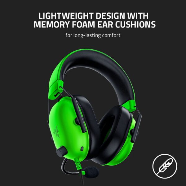 Razer Blackshark V2 X Gaming : 7.1 Surround Sound - 50Mm Drivers - Memory Foam Ear Cushions Wired On Ear Headphones With Mic Rz04-03240600-R3M1 - Green - Image 6