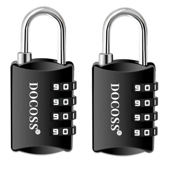 DOCOSS Metal 4-Digit Password Number Luggage Travel Bag Locks, Pack of 2 (Black), Combination Lock - Image 2