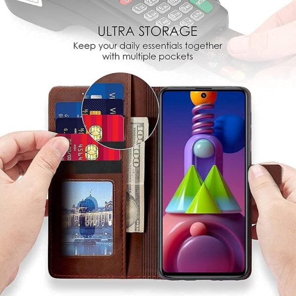 TOUCCH Flip case for Itel A70| Leather Finish Cover & Flexible Stand Design | Card and Money Pocket | Brown - Image 4