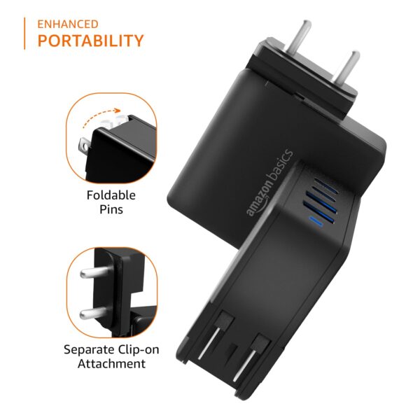 Amazon Basics 100W 4-Port GaN Charger | PD QC3.0 QC4.0 PPS Fast Charging Compact Adapter with Foldable Pins, for MacBook Pro Air 16'/14'/13', iPhone Series, Samsung S Series, iPad Pro/Air - Black - Image 6