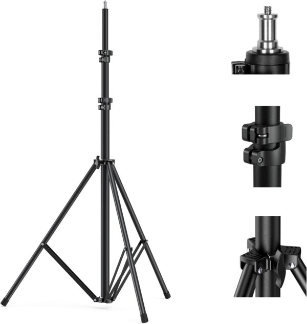 CELLMASTER Lightweight & Portable Portable 7 Feet (84 Inch) Long Tripod Stand with Adjustable Mobile Clip Holder for All Mobiles & Cameras (Black) - Image 3