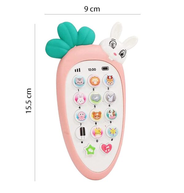 VGRASSP Radish Style Cute Rabbit Face Pretend Play Cell Phone Toy for Kids, Toddlers with Music, Ringtones, Lights - Birthday Party Favors and Gifts for Boys and Girls(Multicolor) - Image 3