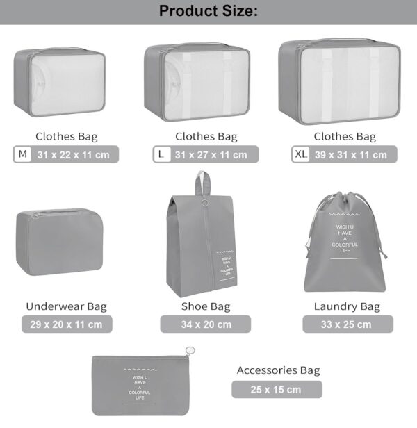 House of Quirk Polyester 7 Set Packing Cubes Luggage Packing Organizers For Travel Accessories(Yellow Lemon) - Image 5