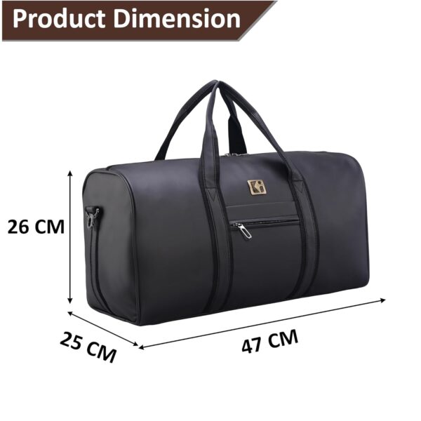 Kuber Industries Premium Leather Duffle Bags for Travel for Women & Men | Spacious Cabin Bag with Detachable Shoulder Strap | Water Resistant Luggage Bag for Travelling & Tour | Black - Image 4