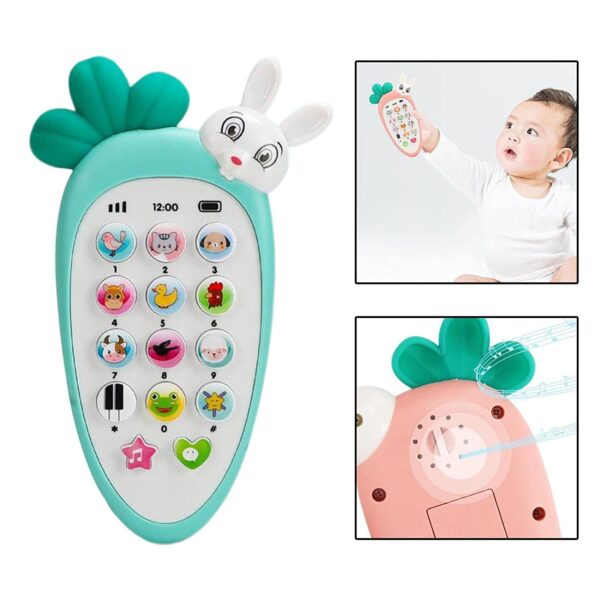 VGRASSP Radish Style Cute Rabbit Face Pretend Play Cell Phone Toy for Kids, Toddlers with Music, Ringtones, Lights - Birthday Party Favors and Gifts for Boys and Girls(Multicolor) - Image 4