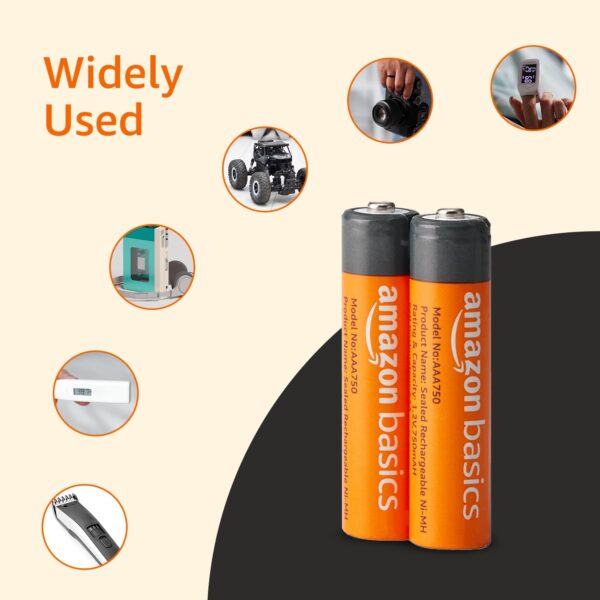 Amazon Basics AAA Rechargeable 750 mAh Batteries | Ready-to-use | Pre-Charged Ni-MH Batteries (Pack of 2) - Image 9