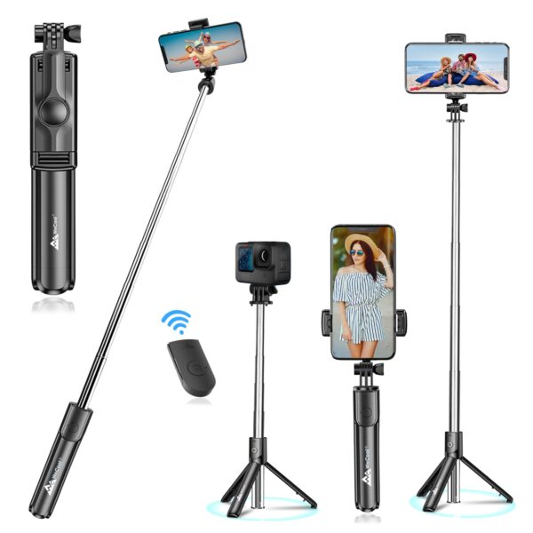 WeCool S1 Selfie Stick with Tripod Stand, 3-in-1 Multifunctional Selfie Stick with Detachable Wireless Remote for Vlogging & Photoshoot, Portable-Lightweight Selfie Stick for iPhone & Android Mobiles - Image 2