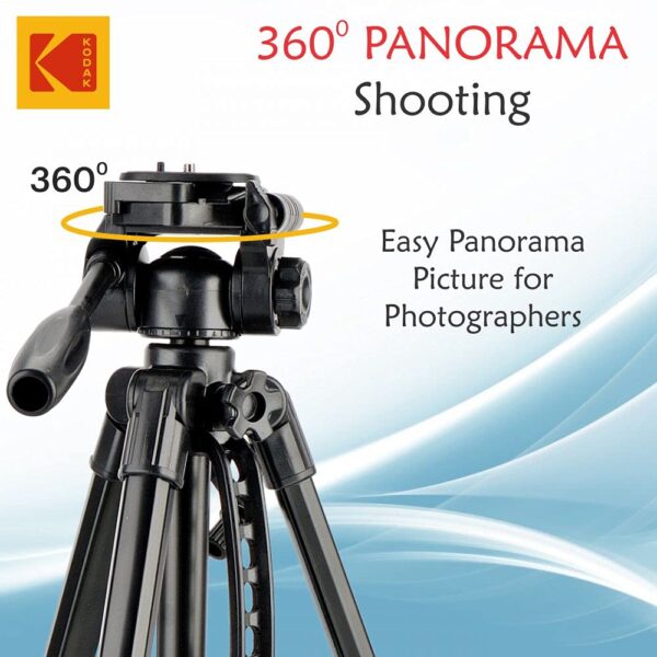 Kodak T211 Tripod for DSLR, Camera with Operating Height 5.1 Feet | Maximum Load Capacity up to 5kg| Portable and Lightweight| Aluminum Tripod with 360 Degree Ball Head| Carry Bag Included (Black) - Image 4