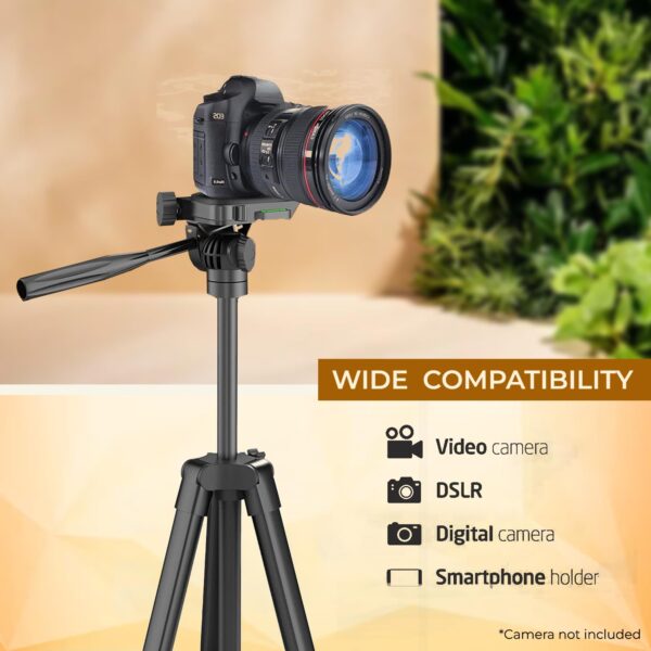 Syvo S-520 (57 Inch) Lightweight Aluminum Tripod with Mobile Holder for DSLR Camera & Smartphone with Operating Ht. 4.75 Ft, Max Load Capacity Upto 2kgs with 360 Degree Ball Head, Carry Bag Included - Image 7