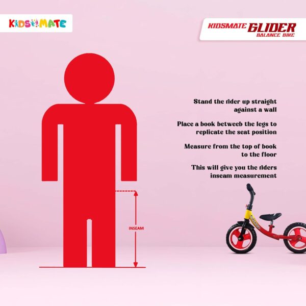 Kidsmate Glider Balance Bike for Kids | Lightweight, Durable Balancing Cycle for Boys & Girls | Adjustable Seat & Pedal-Free Toddler Bike with EVA Tires | Ideal First Bike for Ages 1-4Y (Red) - Image 7
