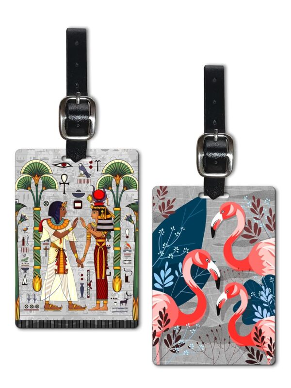 Lentikart 3D Lenticular Luggage Tag Set of 2 | Adventure Egypt Mummy Travel + Artistic Pink Flamingo | Luggage/Bag/Travel ID Label Tags for Suitcase & School Bags - Image 2