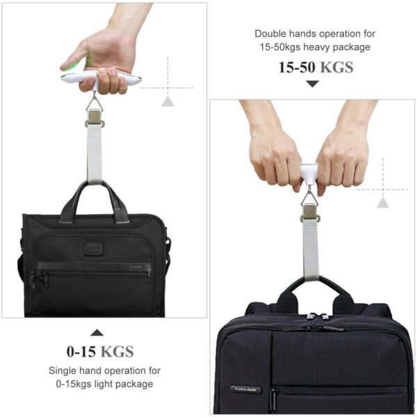 MOCA Digital Luggage Travel Scale with Overweight Warning Function, Portable Handheld Electronic Weighing Scale with Hook, 50kg & Backlit LCD Display Screen for Suitcase Baggage (Battery included) - Image 5
