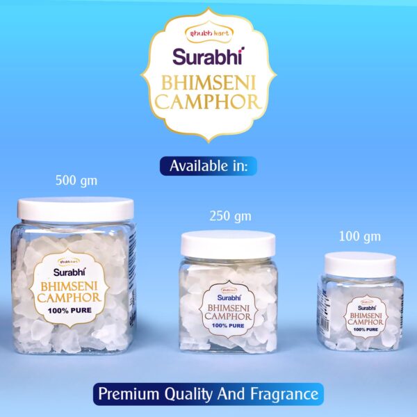 Shubhkart Surabhi Pure Organic and Original Bhimseni Camphor Kapoor Container |Purifying & Pleasant Fragrance for Pooja, Hawan, Air Freshener |Organic Camphor, Diffuser Camphor - 100 gm - Image 9