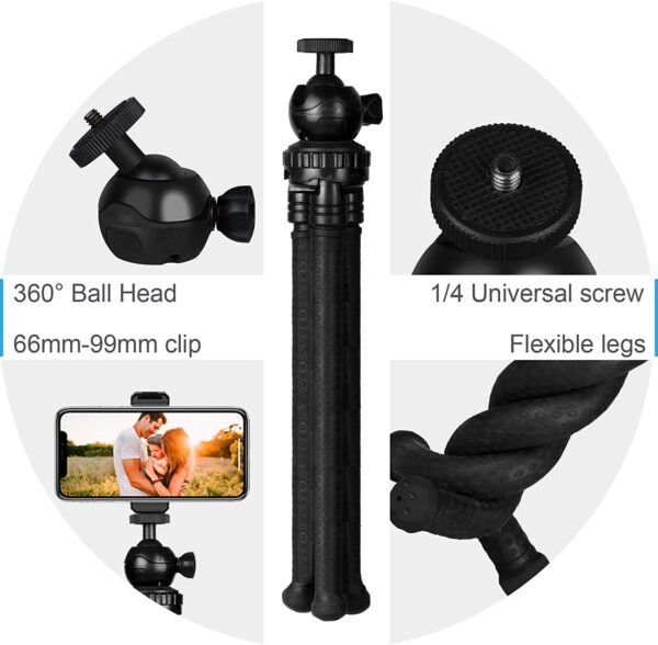 Adofys Flexible Gorillapod Tripod with 360° Rotating Ball Head Tripod for All DSLR Cameras(Max Load 1.5 kgs) & Mobile Phones + Free Heavy Duty Mobile Holder - Image 4