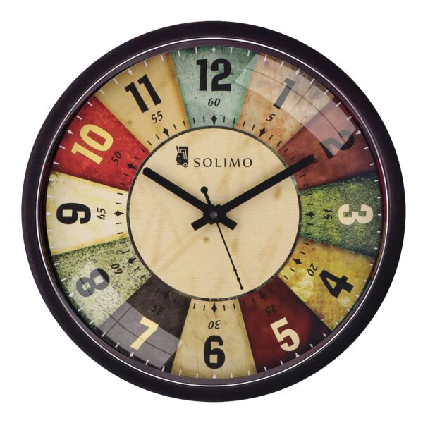 Amazon Brand - Solimo 12-Inch Plastic & Glass Analog Wall Clock - Classic Roulette (Silent Movement, Black Frame) - Image 2