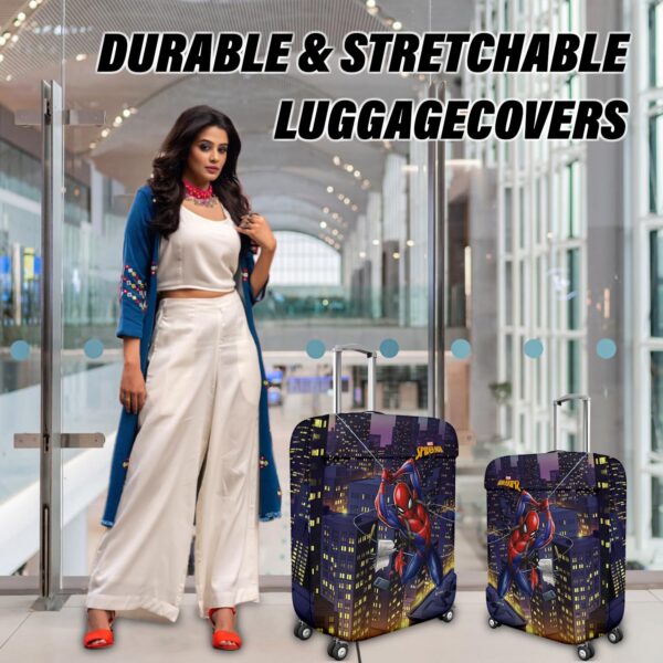 Kuber Industries Marvel Spiderman Luggage Cover | Polyester Travel Suitcase Cover | Washable | Stretchable Suitcase Protector | 22-26 Inch | Medium | Multicolor - Image 7