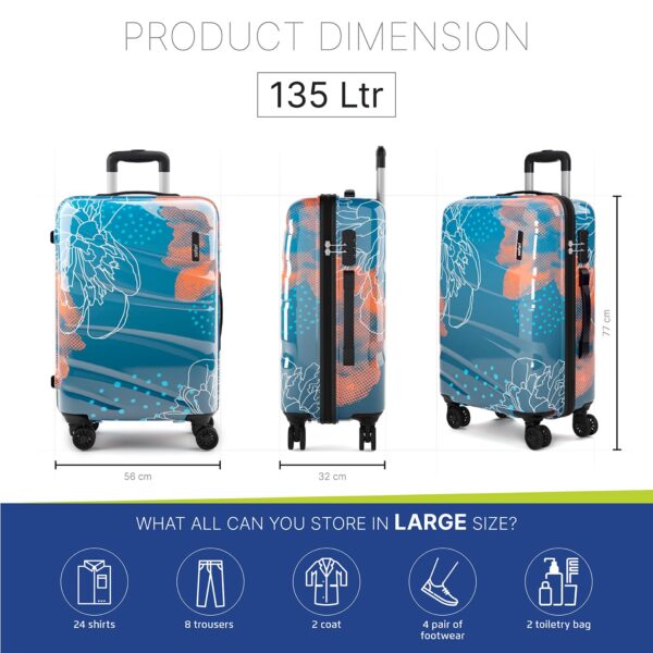 Safari Plastic Serene Hardside Suitcase, Lightweight And Scratch Resistant, Fixed Combination Lock, 360 Degree Dual Wheels, Telescopic Handle, Check-In Luggage Trolley Bag, Large, 75Cm - Image 8
