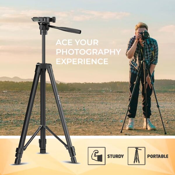 Syvo S-520 (57 Inch) Lightweight Aluminum Tripod with Mobile Holder for DSLR Camera & Smartphone with Operating Ht. 4.75 Ft, Max Load Capacity Upto 2kgs with 360 Degree Ball Head, Carry Bag Included - Image 8
