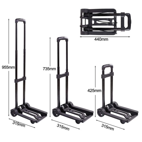 Nirvisha Plastic Two Wheels Traveling Shopping Luggage Cart Trolley with Expandable Handle Adjustment - Image 8