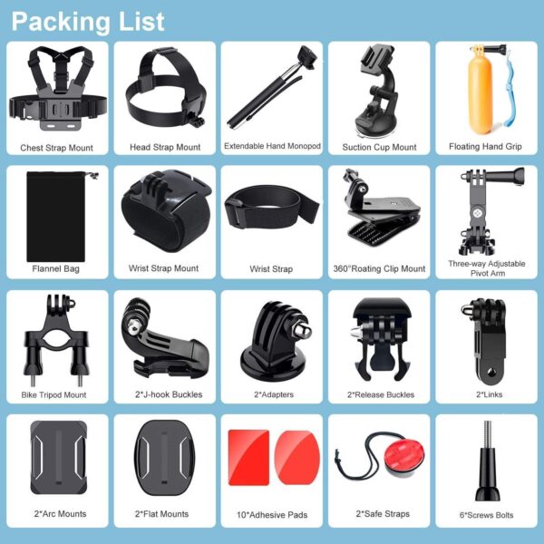 ADOFYS 40 in 1 Action Camera Accessory Kit Bundle Compatible for GoPro Hero 12/11/10/9/8/7/6/5/4/3/ SJCAM/Akaso/Apeman/Xiaomi Yi Action Camera - Image 3