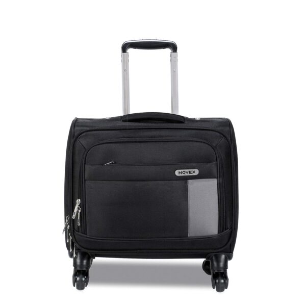 NOVEX Polyester Black Small Overnighter Laptop Trolley Bags with Wheel | 4 Wheels Luggage, Lightweight - 42cm | Laptop & 3 Main Compartment, Combination Lock Backpack for Men & Women - Image 5