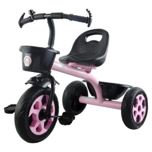 Toyzoy Pluto Lite Tricycle for Kids | Cycle for Kids 1-4 Years | Baby Cycle | Bicycle for Kids with Storage Basket, Cushion Seat and Seat Belt TZ-547 (Pink)