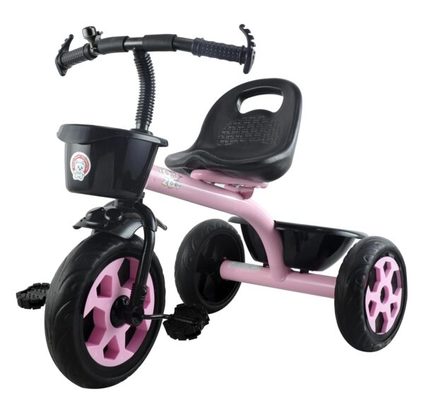 Toyzoy Pluto Lite Tricycle for Kids | Cycle for Kids 1-4 Years | Baby Cycle | Bicycle for Kids with Storage Basket, Cushion Seat and Seat Belt TZ-547 (Pink)