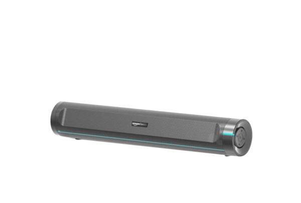 amazon basics SB20R 20W Bluetooth Soundbar with 3600 mAh Battery | 2X Bass | Up to 10 hrs of Playback | Blue LED Lights | Bluetooth 5.3, Aux & USB Connectivity (Black) - Image 2