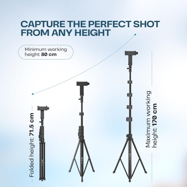 Tygot X-1 67 Inch (170cm) Aluminium Tripod with Bluetooth Remote, Mobile Holder, Phone Stand for Ring Light, GoPro & Camera, Light Stand for Video Recording, Shooting, Streaming, Reels, YouTube - Image 4