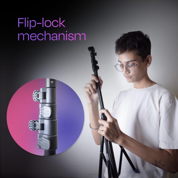 Kreo 1.6m Stayble Tripod Stand with Mobile Phone Holder for Mobile Phone Stand for Ring Lights and Camera Light Stand Tripod for Phone Mobile Stand for Video Recording Camera Stand for Video Shooting - Image 5
