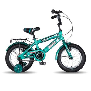 Vaux Excel Bicycle for Kids with Carrier, 16T/20T Cycle for Boys & Girls with Hi-Ten Steel Frame, V-Brakes, Alloy Rims & Ralson Tubular Tyres (14T, Green)