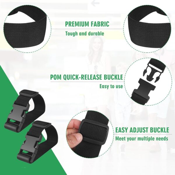 NIHSPRUHAY 2pcs Two Add a Bag Luggage Set Strap Travel Luggage Suitcase Adjustable Belt Travel Accessories Travel Attachment - Connect Your 3 luggages - Black - Image 6