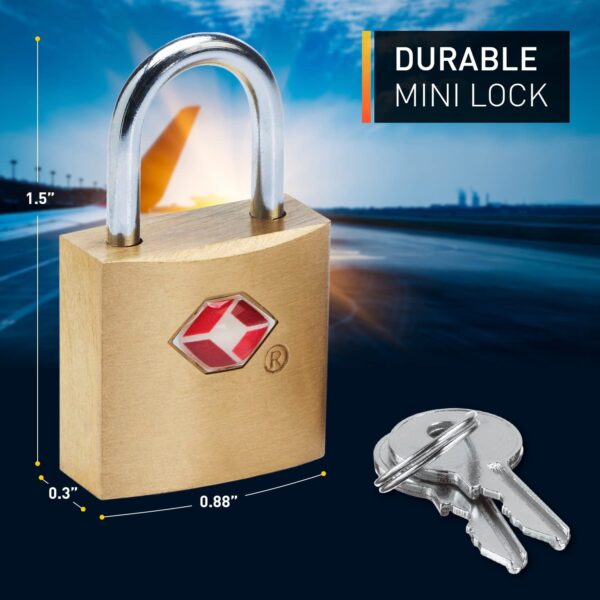 EzLife - TSA Approved Brass Mini Padlock, Brass Luggage Locks, Brass Lock with Key for Gym Locker, Backpack (Multicolor) (Pack of 4) - Image 4