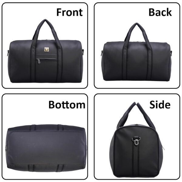 Kuber Industries Premium Leather Duffle Bags for Travel for Women & Men | Spacious Cabin Bag with Detachable Shoulder Strap | Water Resistant Luggage Bag for Travelling & Tour | Black - Image 8