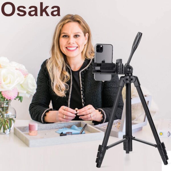 Osaka OS 550 Tripod 55 Inches (140 cm) with Mobile Holder and Carry Case for Smartphone & DSLR Camera Portable Lightweight Aluminium Tripod - Image 9