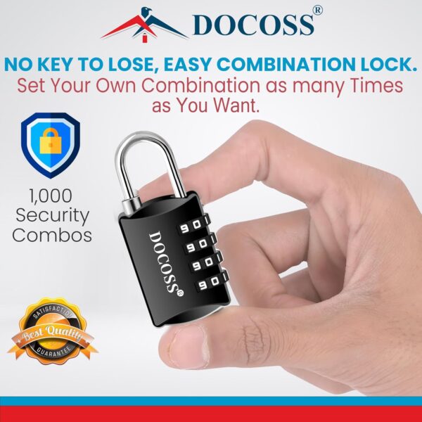 DOCOSS Metal 4-Digit Password Number Luggage Travel Bag Locks, Pack of 2 (Black), Combination Lock - Image 5
