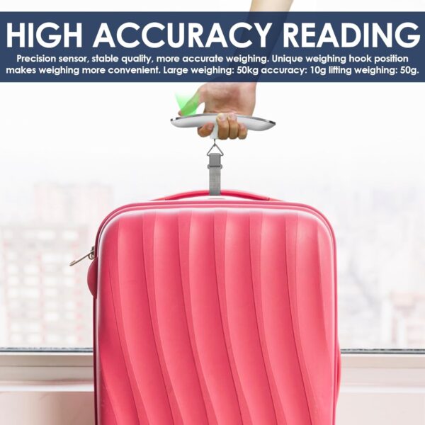 MOCA Digital Luggage Travel Scale with Overweight Warning Function, Portable Handheld Electronic Weighing Scale with Hook, 50kg & Backlit LCD Display Screen for Suitcase Baggage (Battery included) - Image 6