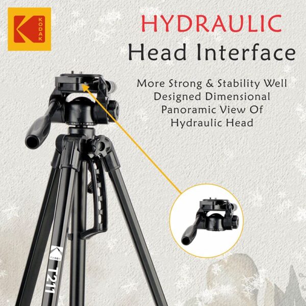 Kodak T211 Tripod for DSLR, Camera with Operating Height 5.1 Feet | Maximum Load Capacity up to 5kg| Portable and Lightweight| Aluminum Tripod with 360 Degree Ball Head| Carry Bag Included (Black) - Image 6
