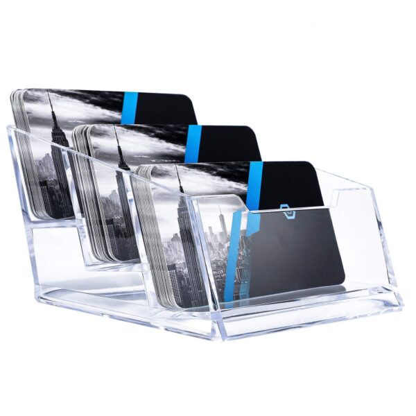 DAHSHA 3 - Tier Premium Acrylic Transparent Crystal-Clear Visiting Business Card Holder/Display Stand Desk Organizer For Office Table - Image 2