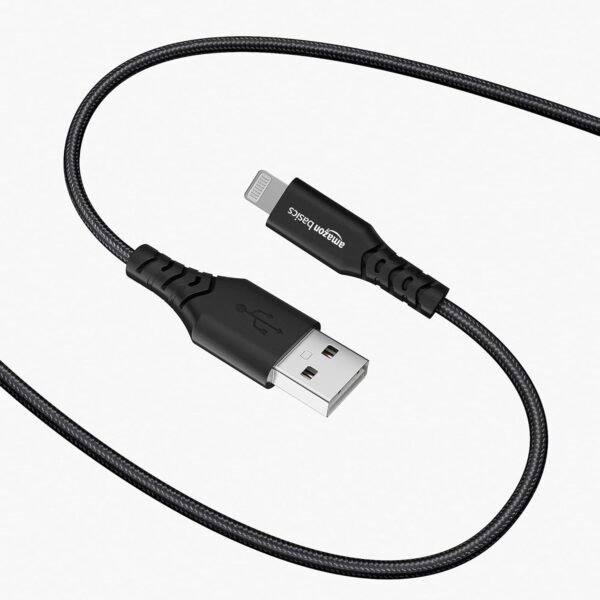 amazon basics Usb A To Lightning Pvc Molded Nylon Mfi Certified Charging Cable For Tablet,Personal Computer,Smartphone (Black,1.8 Mtr) - Image 7