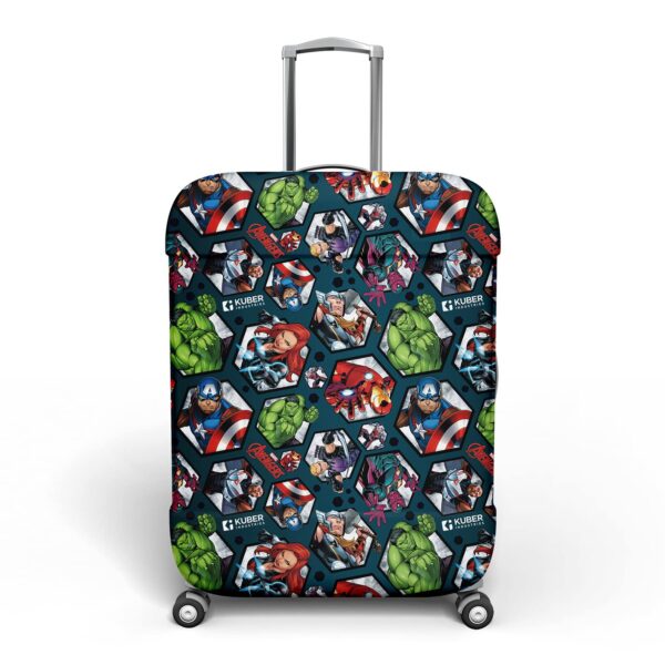 Kuber Industries Marvel Avengers Luggage Cover|Polyester Travel Suitcase Cover|Washable|Stretchable Suitcase Protector|22-26 Inch|Medium (Blue) - Image 2