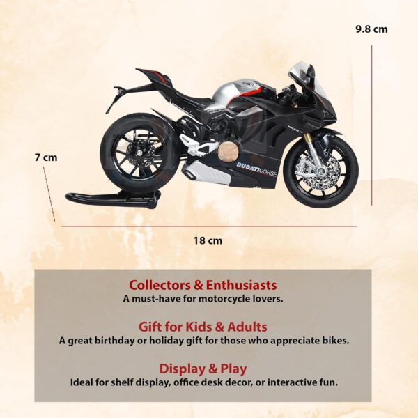 PN AVAN Die Cast Motorcycle Display Model for Duoati Corse, Realistic Motorcycle Model, 1:12 Scale Kids Moto Toy or Collection (Duoati Corse) - Image 5