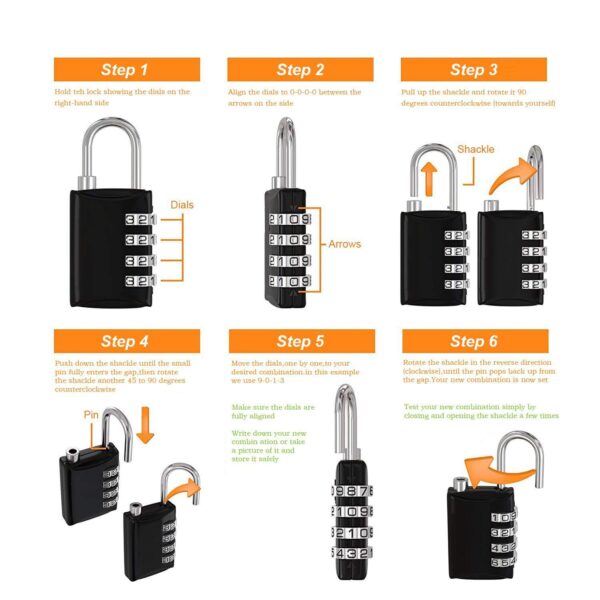 EzLife - Non TSA 4 Digit Luggage Locks, Re-Settable Keyless Lock for Bag, Gym Locker, Backpack (Multicolor) (Pack of 3) - Image 6