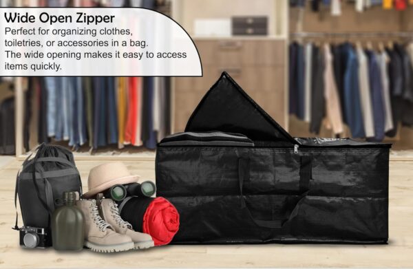 Shalimar Large Capacity Foldable Under Bed Storage Bags/Duffle Bags for Travel/Moving Bags/Wardrobe Organizer Bags | Comfortable Handles | Water Resistant | 24.5Lx12Wx14H Inches | Pack of 1 - Black - Image 9