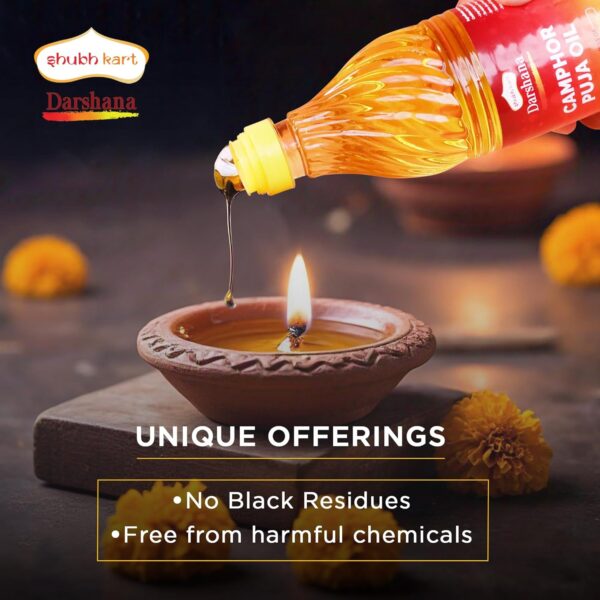 Shubhkart Darshana Camphor Puja Oil for Puja, Festivals, Havan, Spiritual Puja | Til Oil for Pooja |Camphor Fragrance |Long Lasting Deepam Oil For Daily Pooja Items (900 Ml/Pack) Non-Edible - Image 7