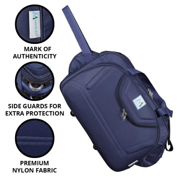 M MEDLER Epoch Nylon 55 litres Waterproof Strolley Duffle Bag- 2 Wheels - Luggage Bag - (Navy Blue) - Image 5