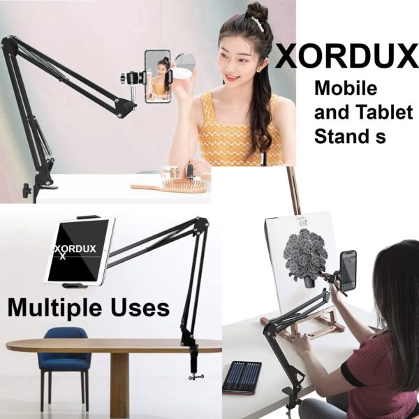 XORDUX Overhead Tripod Video Mobile Stand for Table Bed | Mobile Stand for Video Recording | Tripod for Phone Camera | Flexible Holder Strong Long arm for Streaming, Desktop, Bedroom, Office - Image 3