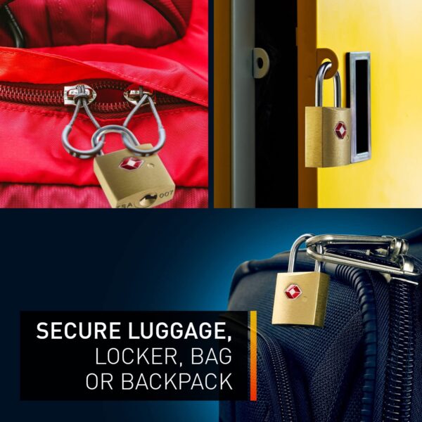 EzLife - TSA Approved Brass Mini Padlock, Brass Luggage Locks, Brass Lock with Key for Gym Locker, Backpack (Multicolor) (Pack of 4) - Image 6